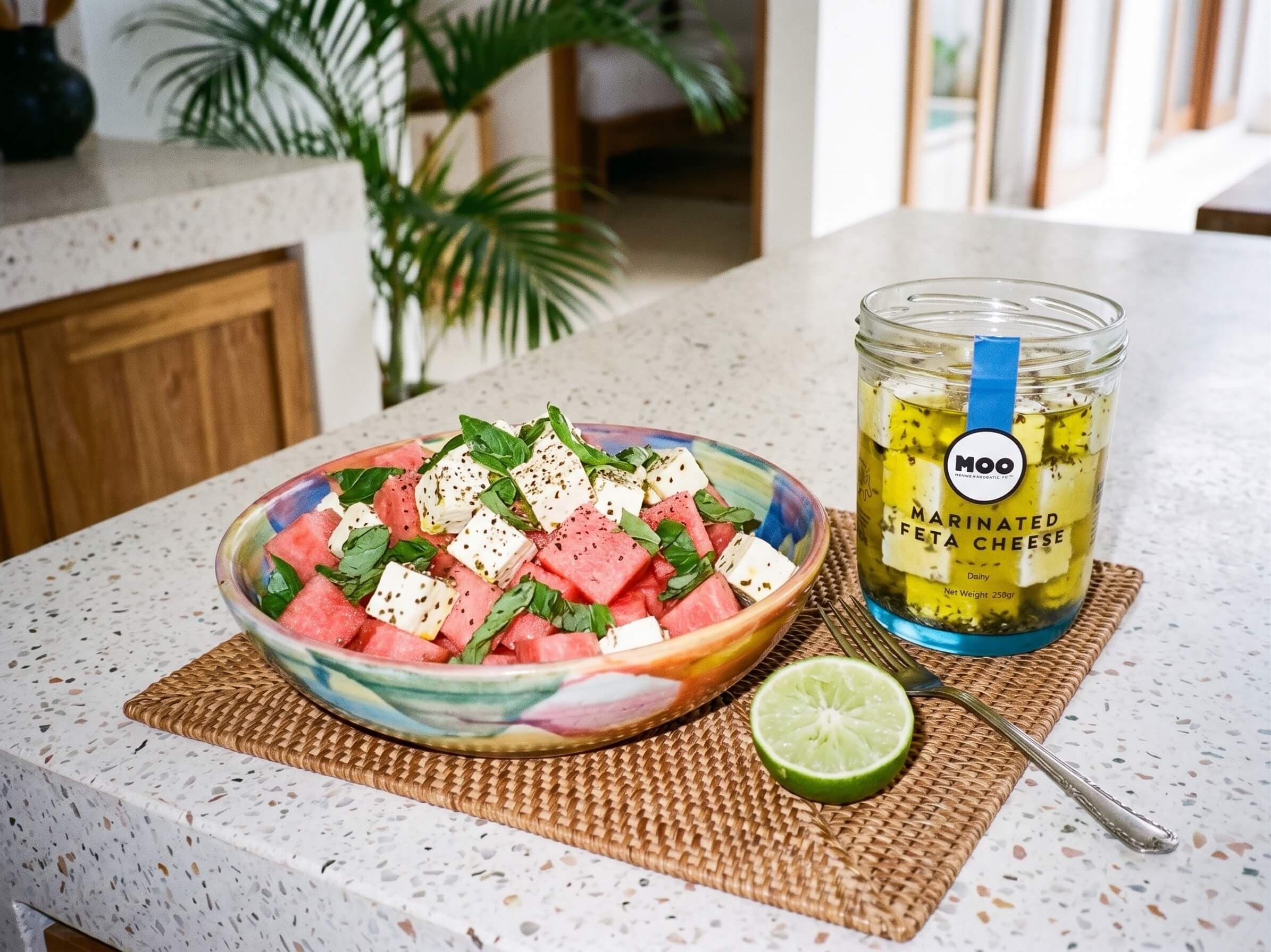 Watermelon, feta, basil